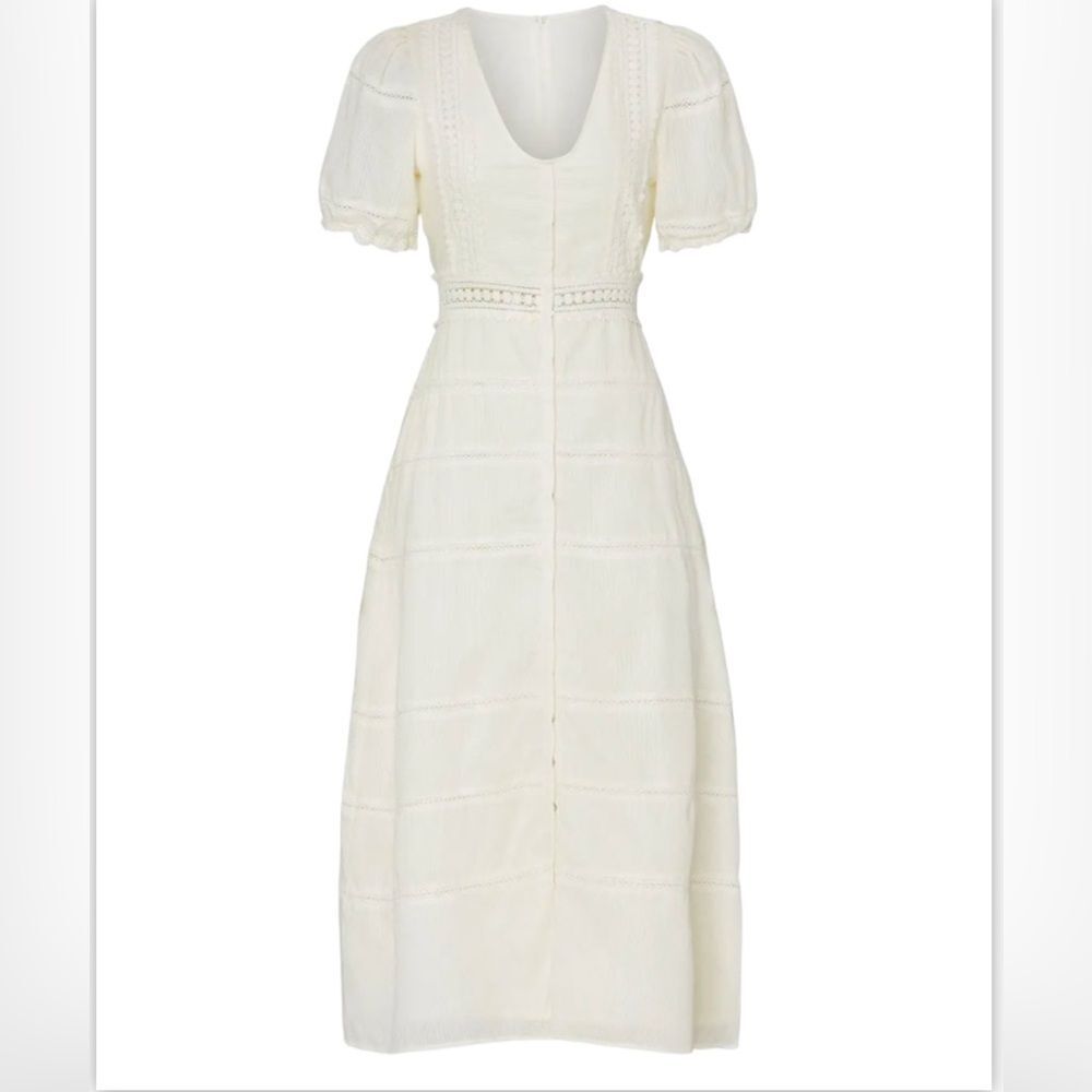 Sweet Baby Jamie Midi Dress Size XS Ivory Lace Boho Cottage Core MSRP 295.00 - Picture 3 of 16